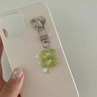 1+1 Glitter Four-Leaf Clover Keyring Lucky Keychain Keyholder