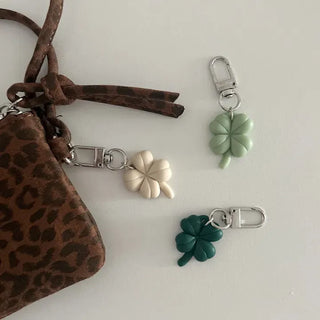 1+1 Glitter Four-Leaf Clover Keyring Lucky Keychain Keyholder