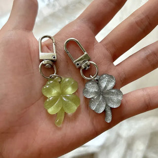 1+1 Glitter Four-Leaf Clover Keyring Lucky Keychain Keyholder