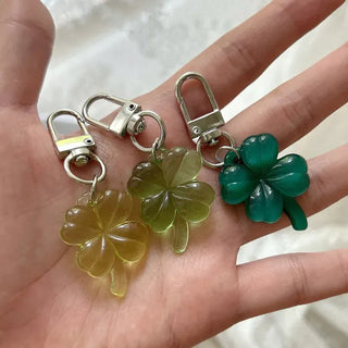 1+1 Glitter Four-Leaf Clover Keyring Lucky Keychain Keyholder
