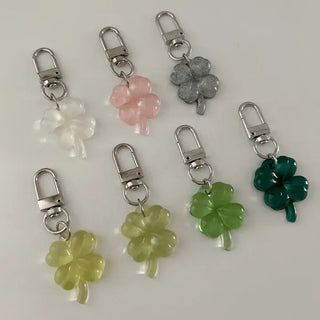 1+1 Glitter Four-Leaf Clover Keyring Lucky Keychain Keyholder