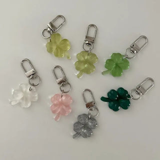 1+1 Glitter Four-Leaf Clover Keyring Lucky Keychain Keyholder