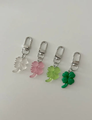 1+1 Glitter Four-Leaf Clover Keyring Lucky Keychain Keyholder