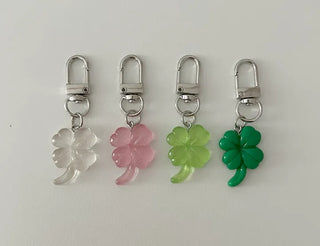 1+1 Glitter Four-Leaf Clover Keyring Lucky Keychain Keyholder