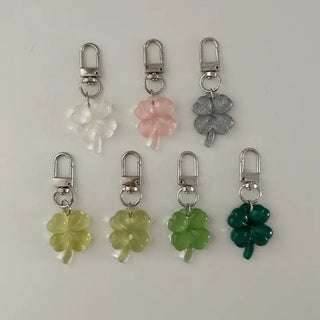 1+1 Glitter Four-Leaf Clover Keyring Lucky Keychain Keyholder