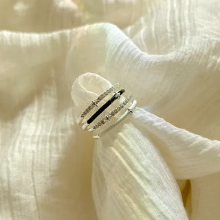 Silver 925 Starlight Silver Ring Color Layered Ring