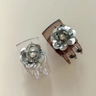 Sequin flower bun hair clip updo hair clip