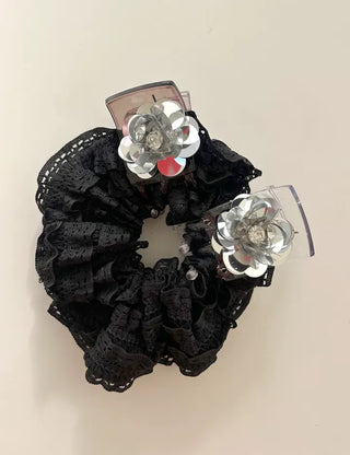 Sequin flower bun hair clip updo hair clip