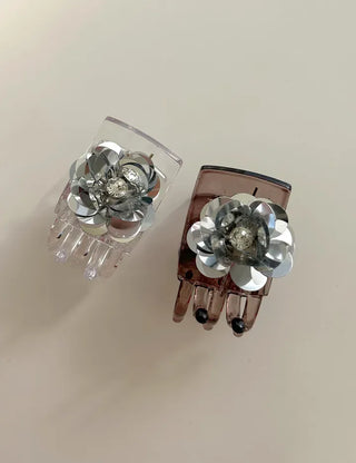 Sequin flower bun hair clip updo hair clip
