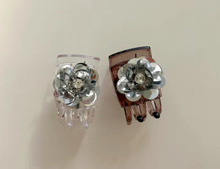 Sequin flower bun hair clip updo hair clip