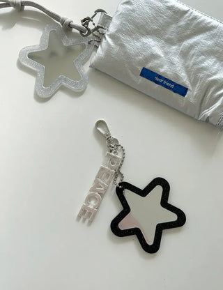 Glitter mirror keyring bag decoration hand mirror bag charm