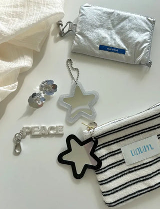 Glitter mirror keyring bag decoration hand mirror bag charm