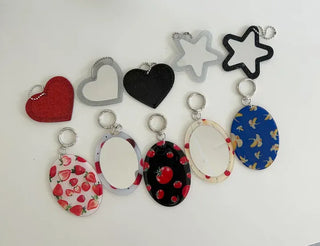Glitter mirror keyring bag decoration hand mirror bag charm