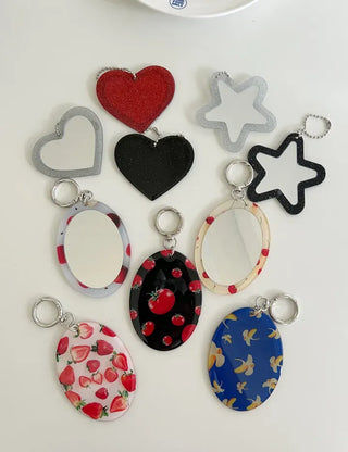 Glitter mirror keyring bag decoration hand mirror bag charm