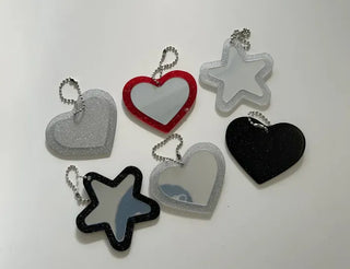 Glitter mirror keyring bag decoration hand mirror bag charm
