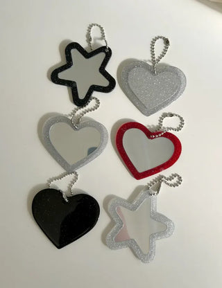 Glitter mirror keyring bag decoration hand mirror bag charm