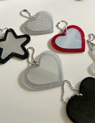 Glitter mirror keyring bag decoration hand mirror bag charm