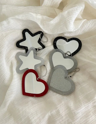 Glitter mirror keyring bag decoration hand mirror bag charm