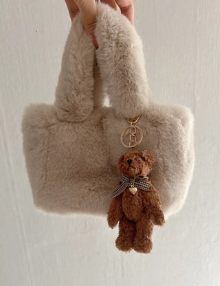 Checkered Ribbon Bear Teddy Bear Doll Bag Keyring Bag Charm