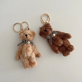 Checkered Ribbon Bear Teddy Bear Doll Bag Keyring Bag Charm