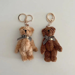 Checkered Ribbon Bear Teddy Bear Doll Bag Keyring Bag Charm