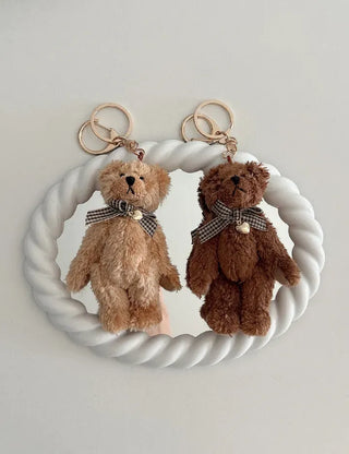 Checkered Ribbon Bear Teddy Bear Doll Bag Keyring Bag Charm