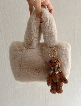 Checkered Ribbon Bear Teddy Bear Doll Bag Keyring Bag Charm