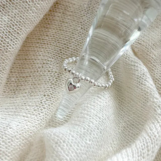 Starlight Heart Silver Ball Ring Silver 925 Women's Cubic Ring