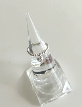 Starlight Heart Silver Ball Ring Silver 925 Women's Cubic Ring