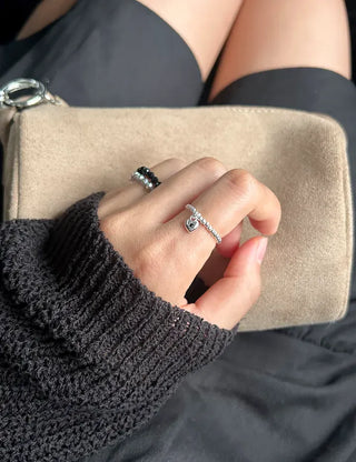 Starlight Heart Silver Ball Ring Silver 925 Women's Cubic Ring