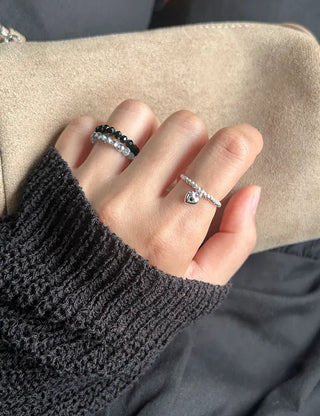Starlight Heart Silver Ball Ring Silver 925 Women's Cubic Ring