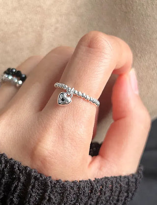Starlight Heart Silver Ball Ring Silver 925 Women's Cubic Ring