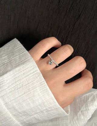 Starlight Heart Silver Ball Ring Silver 925 Women's Cubic Ring