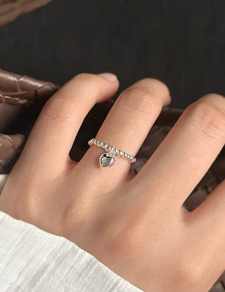 Starlight Heart Silver Ball Ring Silver 925 Women's Cubic Ring