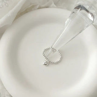 Starlight Heart Silver Ball Ring Silver 925 Women's Cubic Ring
