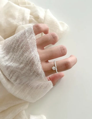 Starlight Heart Silver Ball Ring Silver 925 Women's Cubic Ring