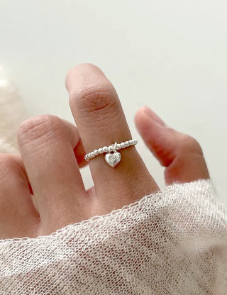Starlight Heart Silver Ball Ring Silver 925 Women's Cubic Ring
