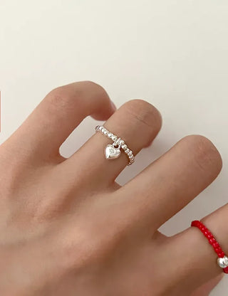 Starlight Heart Silver Ball Ring Silver 925 Women's Cubic Ring