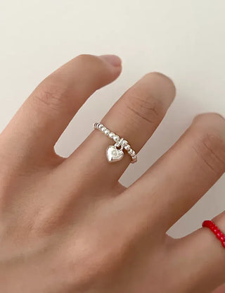 Starlight Heart Silver Ball Ring Silver 925 Women's Cubic Ring