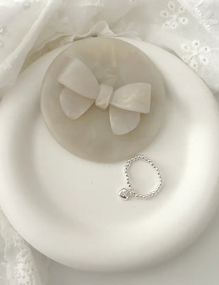 Starlight Heart Silver Ball Ring Silver 925 Women's Cubic Ring