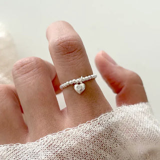 Starlight Heart Silver Ball Ring Silver 925 Women's Cubic Ring