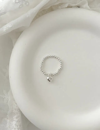 Starlight Heart Silver Ball Ring Silver 925 Women's Cubic Ring