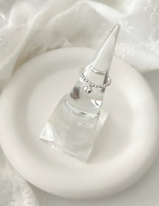 Starlight Heart Silver Ball Ring Silver 925 Women's Cubic Ring