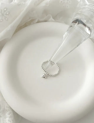 Starlight Heart Silver Ball Ring Silver 925 Women's Cubic Ring