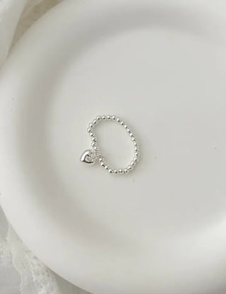 Starlight Heart Silver Ball Ring Silver 925 Women's Cubic Ring