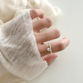 Starlight Heart Silver Ball Ring Silver 925 Women's Cubic Ring