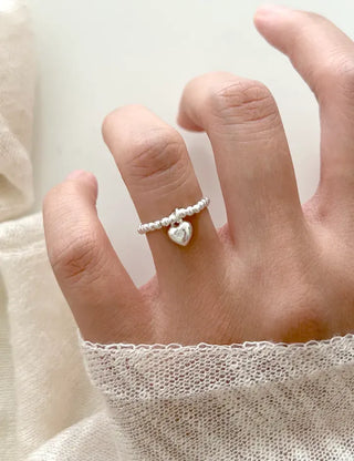 Starlight Heart Silver Ball Ring Silver 925 Women's Cubic Ring