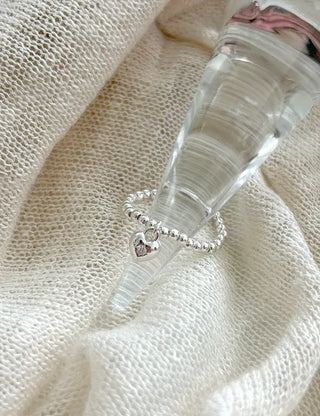 Starlight Heart Silver Ball Ring Silver 925 Women's Cubic Ring