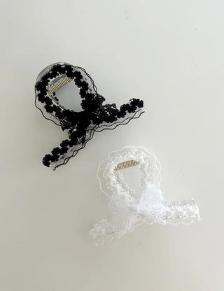 Petit ribbon hair clip, lace updo hair clip