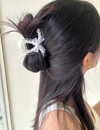 Petit ribbon hair clip, lace updo hair clip